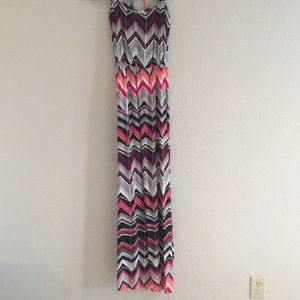 Pink/Orange Chevron Maxi Dress